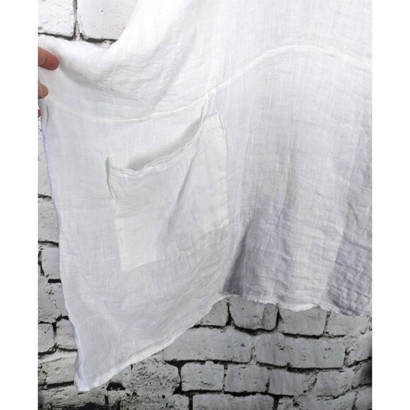 OBSESSION Lagenlook Minimalist Italy 100% Linen Tunic White Oversized One Size - Picture 3 of 6
